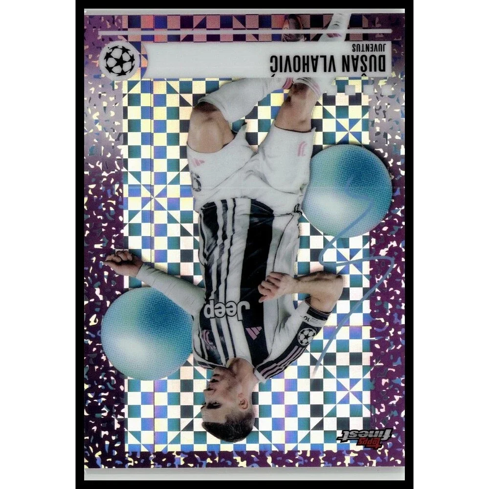 2025-26 Finest UEFA Dušan Vlahović Purple Checkerboard Refractor #/99 Juve
